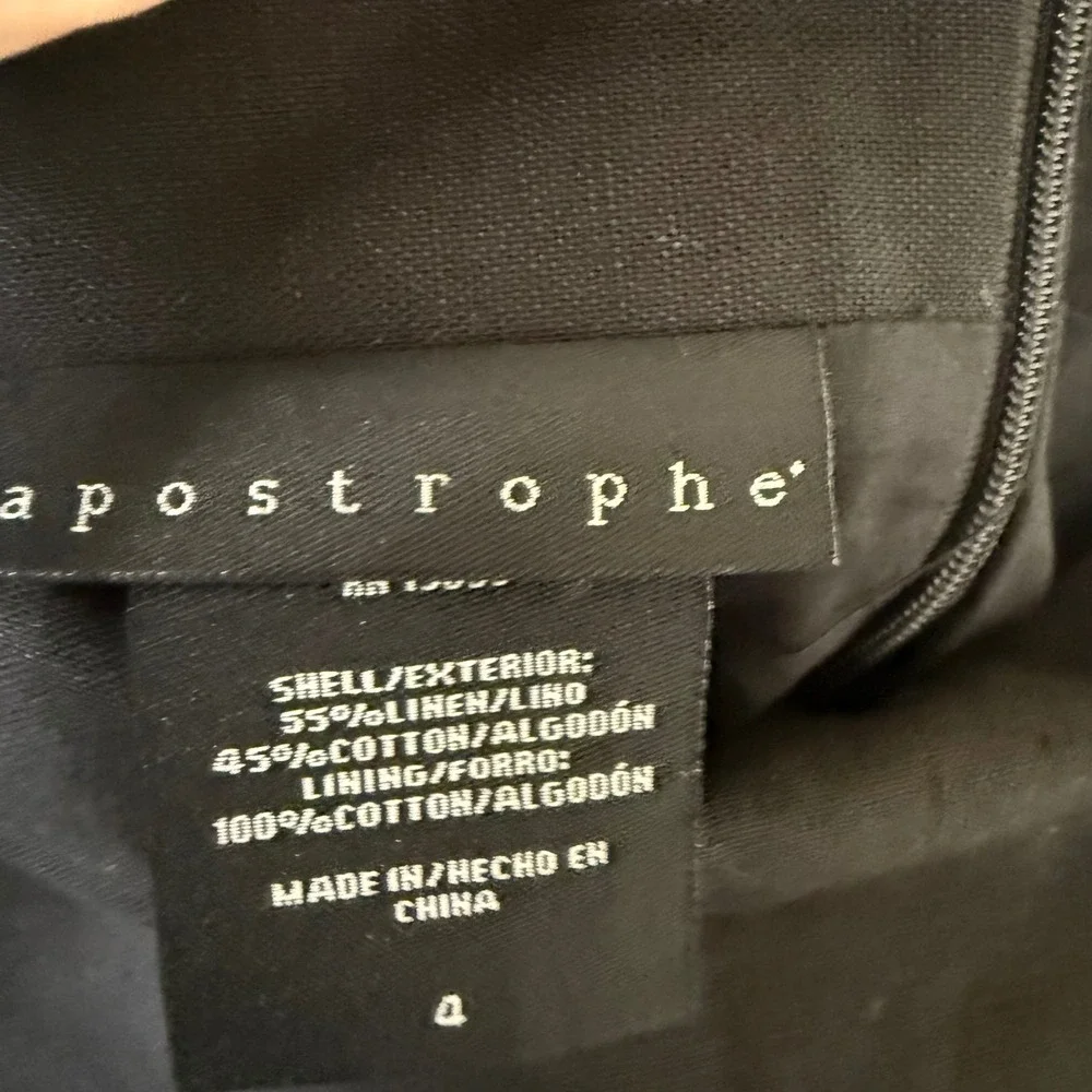 apostrophe black linen blend knee length skirt‎ size 4